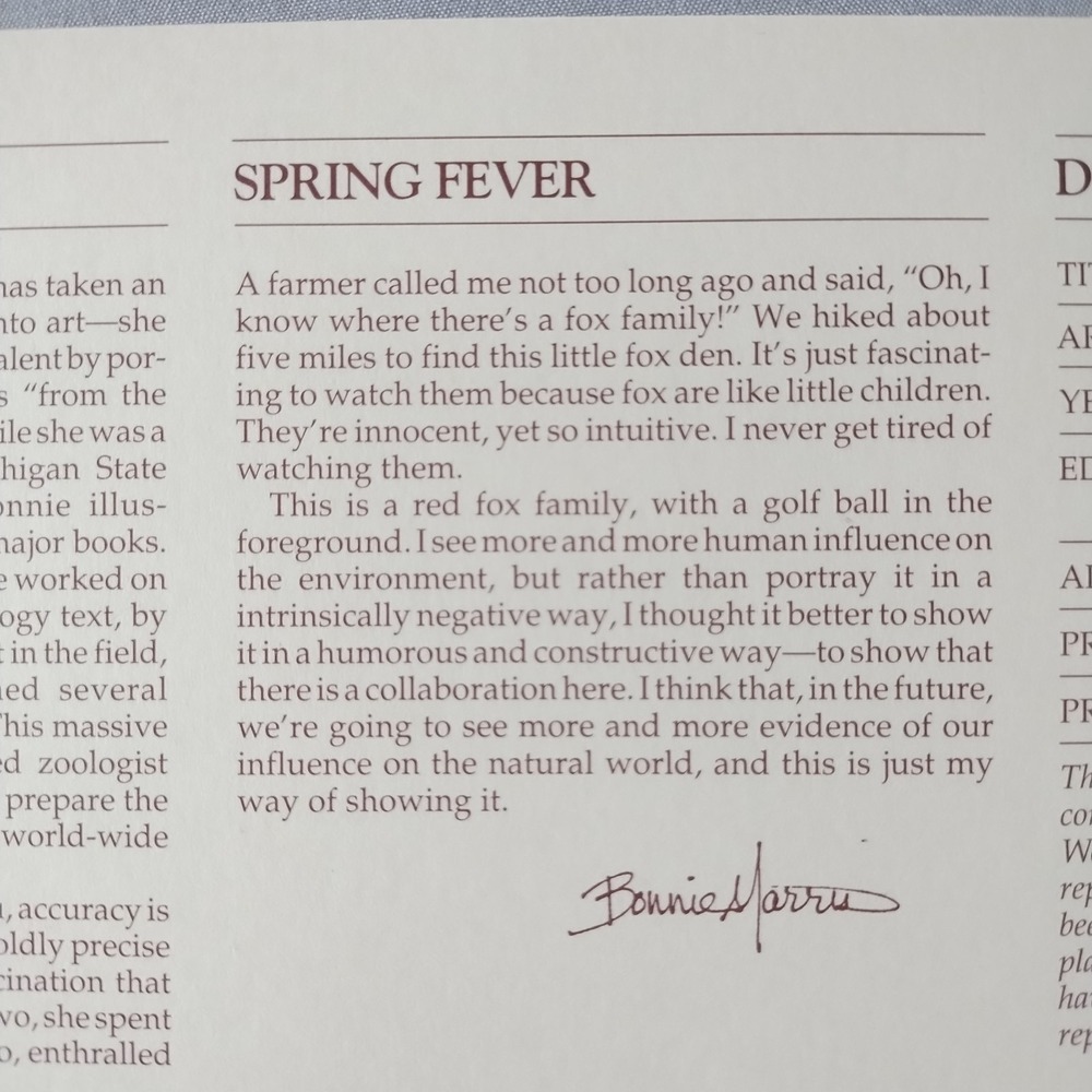 Bonnie Marris Spring Fever Red Fox Family Signed Numbered Lithograph #307/1000 - Picture 13 of 14